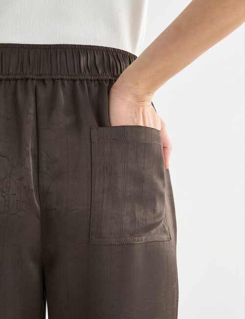 Whistle Textured Satin Pant, Regular Length Java product photo View 05 L