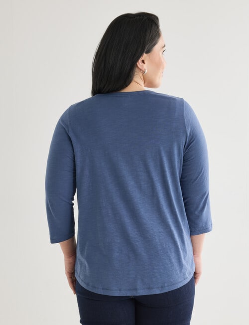 Studio Curve Organic Cotton Scoop Neck Tee, Denim & White product photo View 02 L