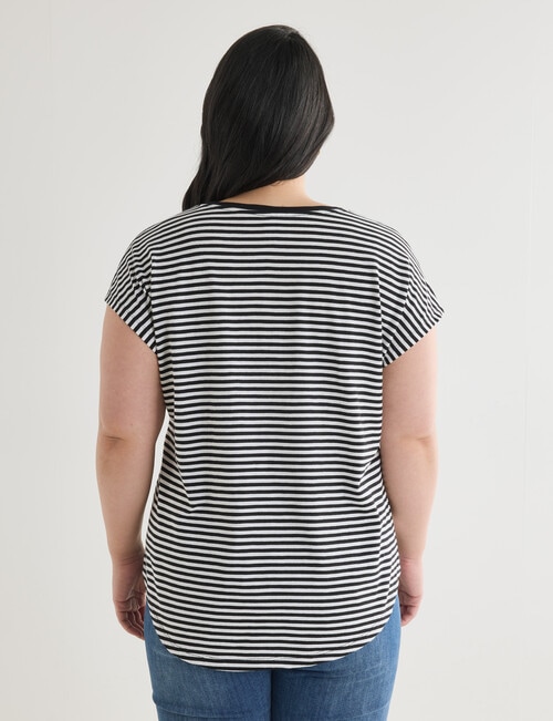 Studio Curve Organic Cotton V-neck Boxy Tee, Black Stripe product photo View 02 L