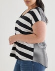 Studio Curve Organic Cotton V-neck Boxy Tee, Black Stripe product photo View 04 S