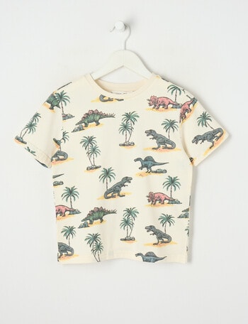 Mac & Ellie All Over Print Dino Short Sleeve Tee, Yellow product photo