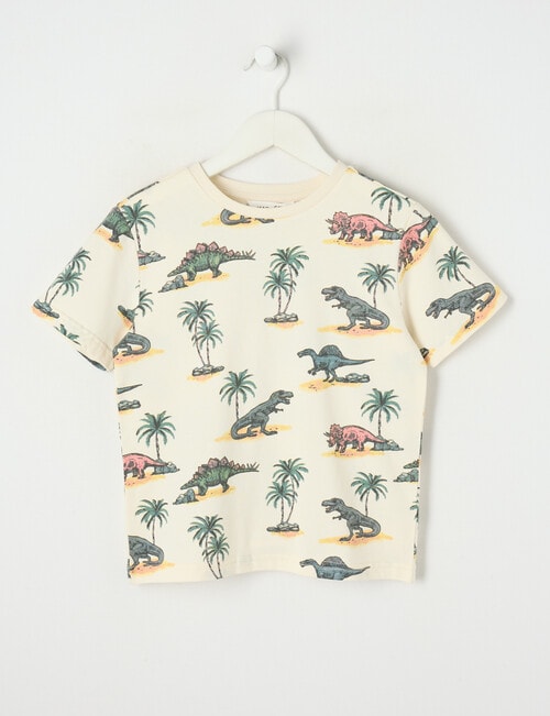 Mac & Ellie All Over Print Dino Short Sleeve Tee, Yellow product photo