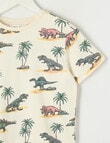 Mac & Ellie All Over Print Dino Short Sleeve Tee, Yellow product photo View 02 S