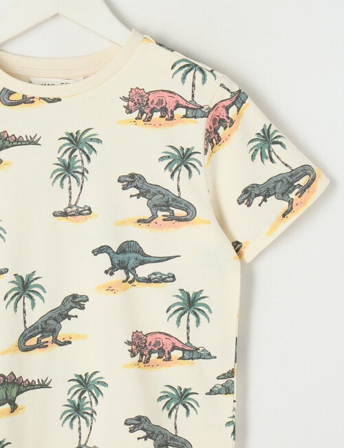 Mac & Ellie All Over Print Dino Short Sleeve Tee, Yellow product photo View 02 L
