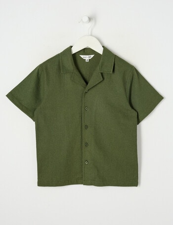 Mac & Ellie Linen Blend Short Sleeve Shirt, Leaf product photo