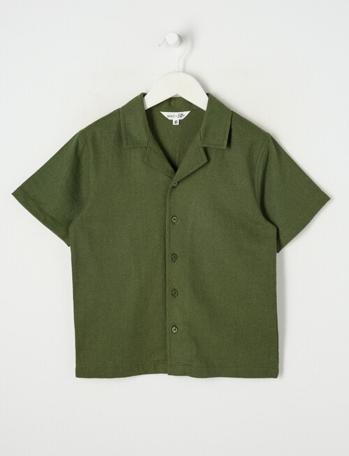 Mac & Ellie Linen Blend Short Sleeve Shirt, Leaf product photo