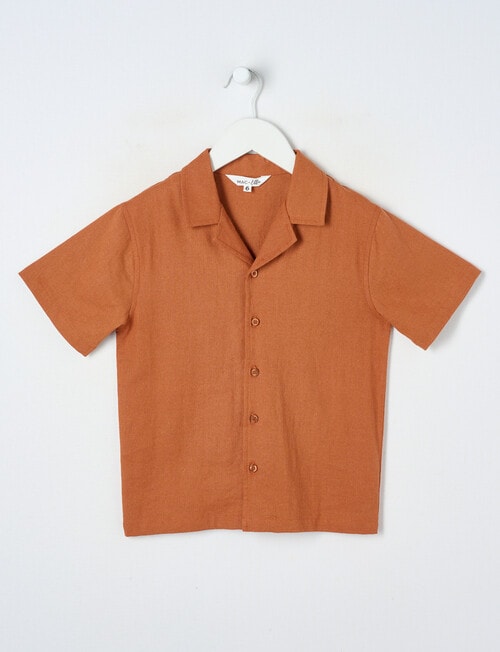 Mac & Ellie Linen Blend Short Sleeve Shirt, Rust product photo
