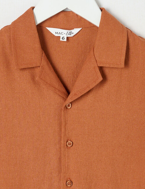Mac & Ellie Linen Blend Short Sleeve Shirt, Rust product photo View 02 L