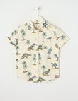 Mac & Ellie All Over Print Dino Short Sleeve Shirt, Yellow product photo