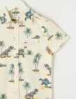 Mac & Ellie All Over Print Dino Short Sleeve Shirt, Yellow product photo View 02 S