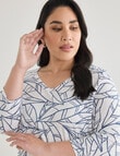 Studio Curve Organic Cotton 3/4 Sleeve V-neck Tee, White product photo