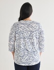 Studio Curve Organic Cotton 3/4 Sleeve V-neck Tee, White product photo View 02 S
