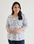 Studio Curve Organic Cotton 3/4 Sleeve V-neck Tee, White product photo View 04 S