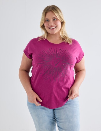 Studio Curve Organic Cotton Boxy Tee, Magenta & Metallic product photo
