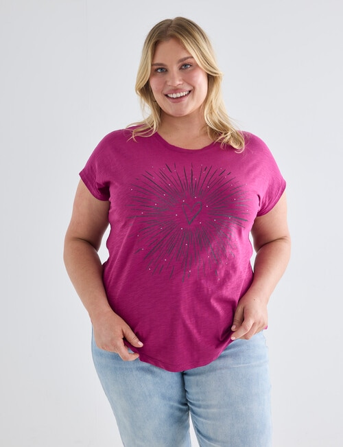 Studio Curve Organic Cotton Boxy Tee, Magenta & Metallic product photo