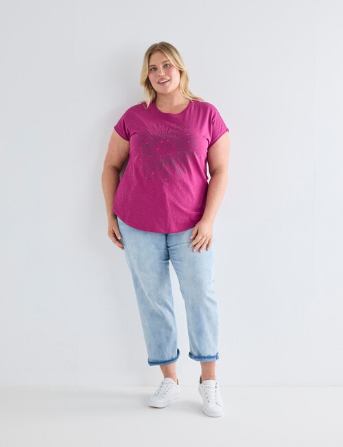 Studio Curve Organic Cotton Boxy Tee, Magenta & Metallic product photo View 03 L
