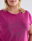 Studio Curve Organic Cotton Boxy Tee, Magenta & Metallic product photo View 04 S