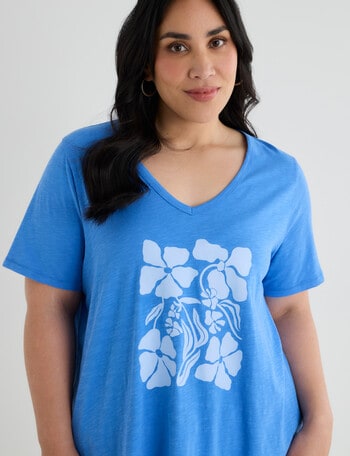 Studio Curve Organic Cotton Short Sleeve V-Neck Tee, Matisse Print product photo