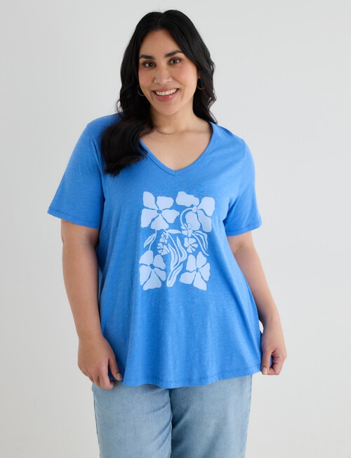 Studio Curve Organic Cotton Short Sleeve V-Neck Tee, Matisse Print product photo View 05 L