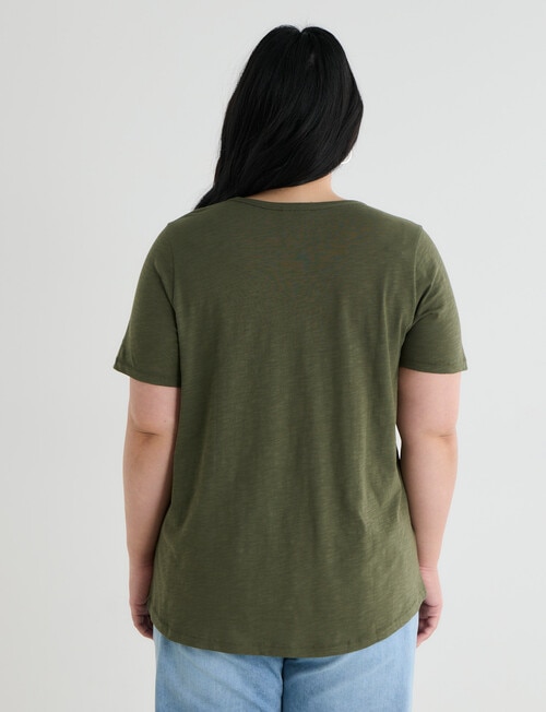 Studio Curve Organic Cotton Short Sleeve Scoop Neck Tee, Leaf Print product photo View 02 L