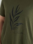 Studio Curve Organic Cotton Short Sleeve Scoop Neck Tee, Leaf Print product photo View 04 S