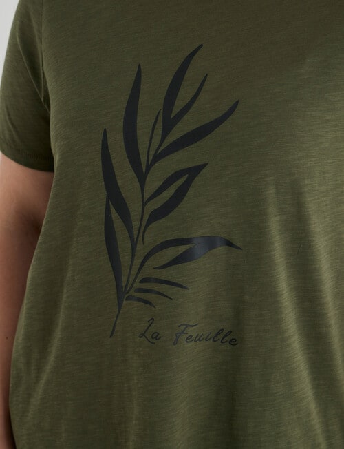 Studio Curve Organic Cotton Short Sleeve Scoop Neck Tee, Leaf Print product photo View 04 L