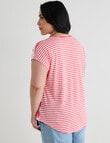 Studio Curve Organic Cotton Short Sleeve V-Neck Boxy Tee, Stripe product photo View 02 S
