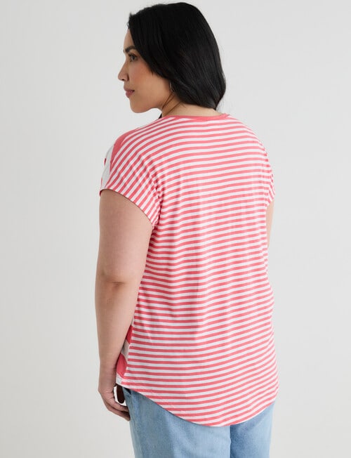 Studio Curve Organic Cotton Short Sleeve V-Neck Boxy Tee, Stripe product photo View 02 L