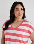 Studio Curve Organic Cotton Short Sleeve V-Neck Boxy Tee, Stripe product photo View 04 S