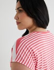 Studio Curve Organic Cotton Short Sleeve V-Neck Boxy Tee, Stripe product photo View 05 S