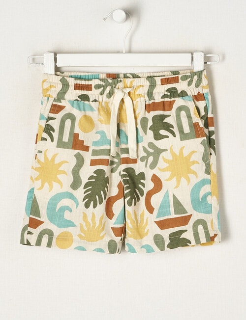 Mac & Ellie All Over Print Aztec Woven Short, Beige product photo View 04 L