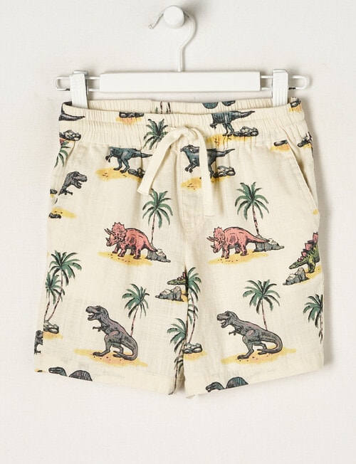 Mac & Ellie All Over Print Dino Woven Short, Beige product photo View 04 L