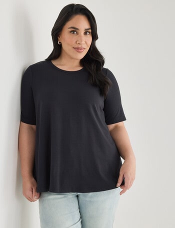 Studio Curve Flared Hem Knit Top, Black product photo