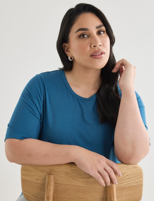 Studio Curve Flared Hem Knit Top, Baltic product photo