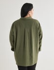 Studio Curve Linen Viscose Long Sleeve Essential Shirt, Foliage product photo View 02 S