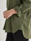 Studio Curve Linen Viscose Long Sleeve Essential Shirt, Foliage product photo View 04 S
