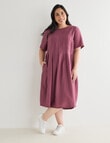 Studio Curve Linen Viscose Panelled Dress, Wine product photo