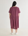 Studio Curve Linen Viscose Panelled Dress, Wine product photo View 02 S