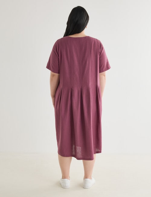 Studio Curve Linen Viscose Panelled Dress, Wine product photo View 02 L