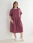 Studio Curve Linen Viscose Panelled Dress, Wine product photo View 03 S
