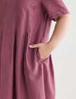 Studio Curve Linen Viscose Panelled Dress, Wine product photo View 04 S