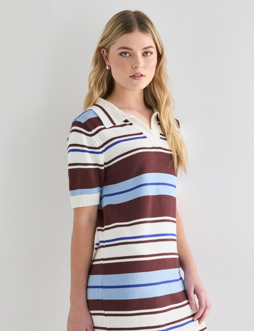 Zest Knit Polo Dress, Stripe product photo View 04 L