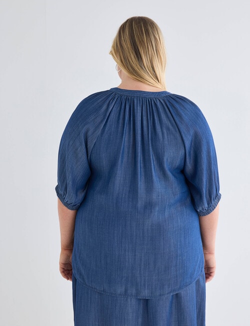 Studio Curve Stitch Detail Blouse, Denim product photo View 02 L