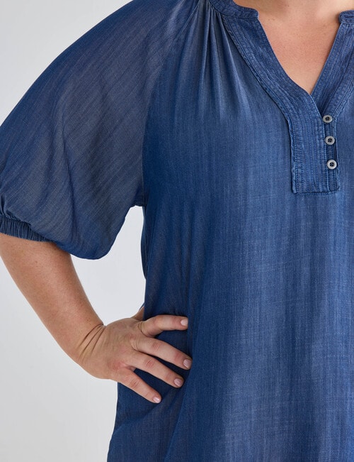 Studio Curve Stitch Detail Blouse, Denim product photo View 05 L