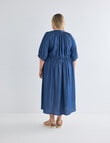 Studio Curve Midi Stitch Detail Dress, Denim product photo View 02 S
