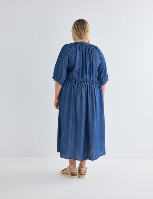 Studio Curve Midi Stitch Detail Dress, Denim product photo View 02 L