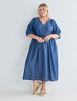 Studio Curve Midi Stitch Detail Dress, Denim product photo View 03 S