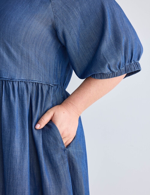 Studio Curve Midi Stitch Detail Dress, Denim product photo View 05 L