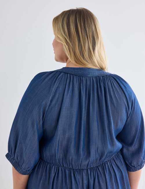 Studio Curve Midi Stitch Detail Dress, Denim product photo View 06 L