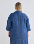 Studio Curve Cuffed 3/4 Sleeve Stepped Hem Jacket, Denim product photo View 02 S